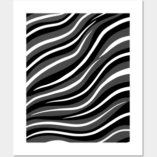 black and white striped background with grey Posters and Art